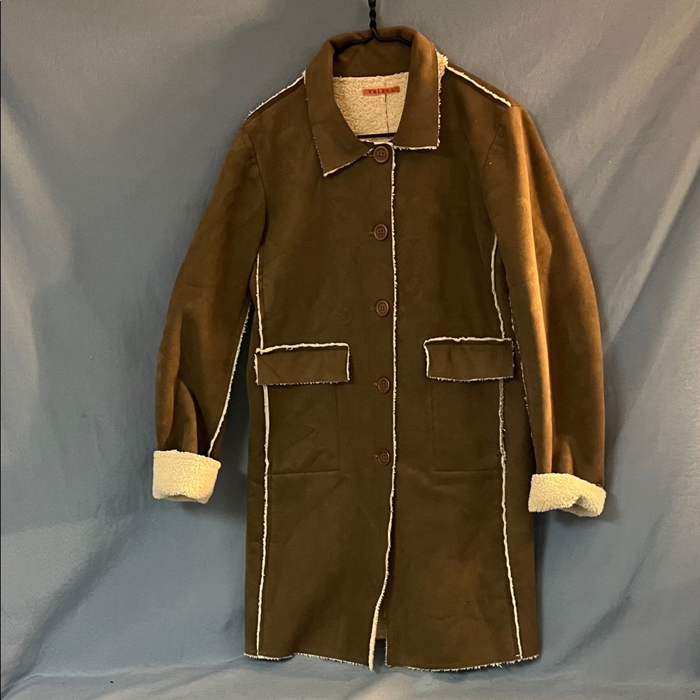 Velvet Brand Brown Car Jacket with Cream Details